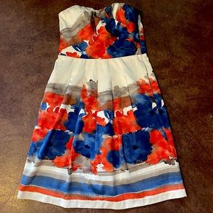 Outback Red Size 6 Strapless Watercolor Dress EUC